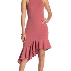 Max & Ash Halter Neck Ruffle Hem Dress Pink Med